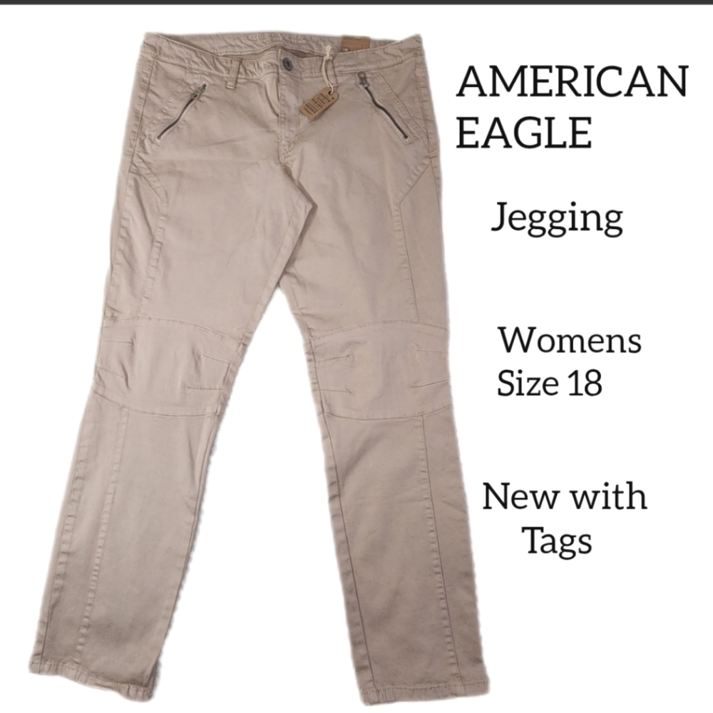 AMERICAN EAGLE OUTFITERS WOMENS JEGGINGS ANKLE SIZE 18 NEW WITH TAGS KHAKI COLOR
